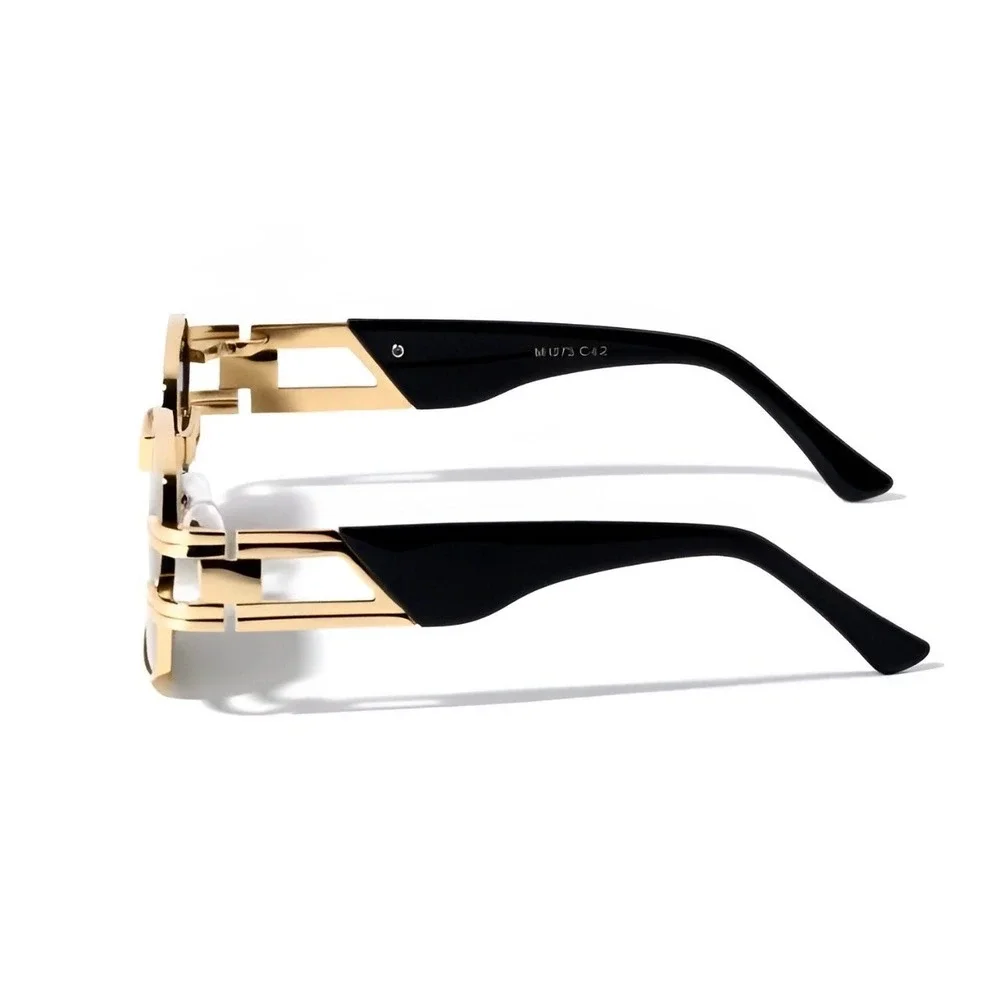 Men Sunglasses Retro Classic Gold Frame Brown Lens Tortoise Accents Lentes Gafas